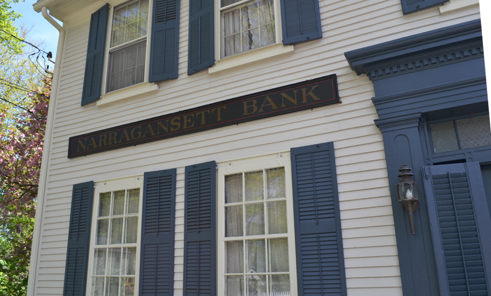 Close-up of a contemporary sign on the old structure. 