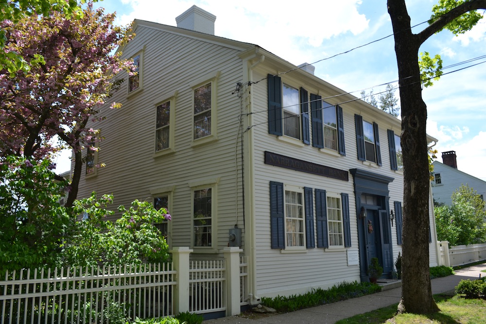 The Narragansett Bank's original home at the corner of Fowler and Main Streets. 