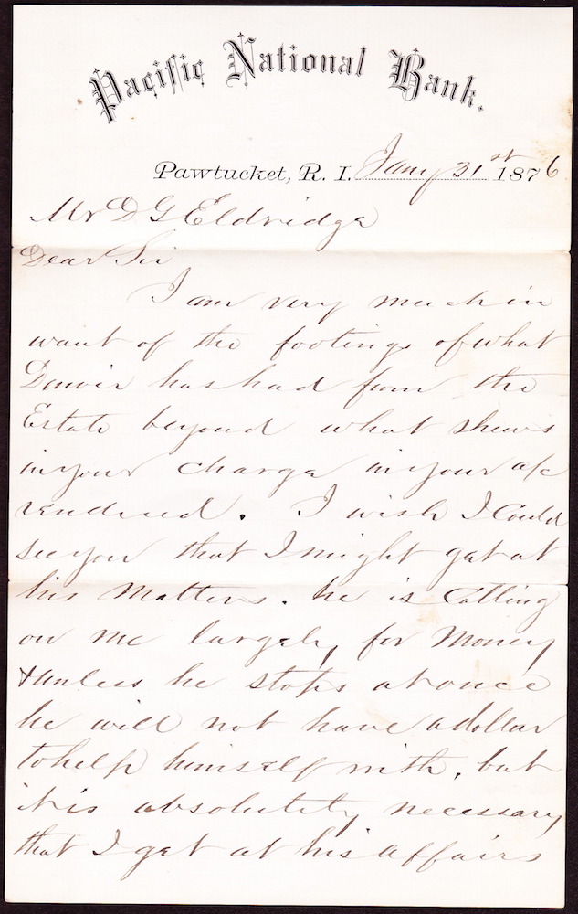 A letter dated January 31, 1876.