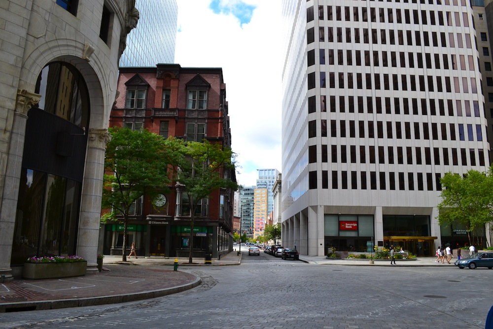 The intersection of Westminster and Exchange today.