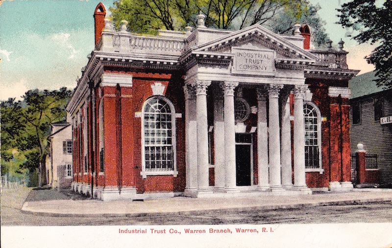 The Industrial Trust branch in Warren, built to succeed the National Hope Bank and four other banks in town. 