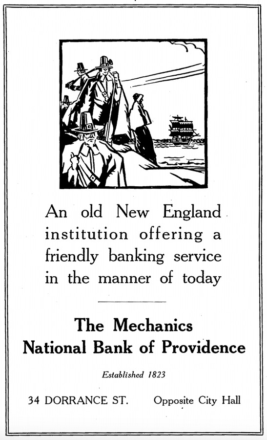 An advertisement for Mechanics from  The Providence House Directory and Family Address Book, 1931-1932.