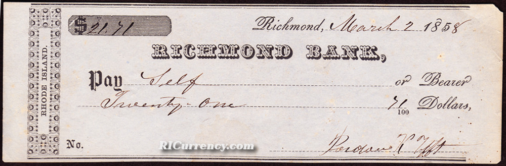 Bank check from 1858.