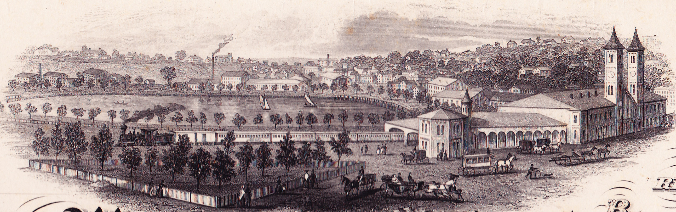 An early view of downtown Providence, showing Union Station in the foreground.