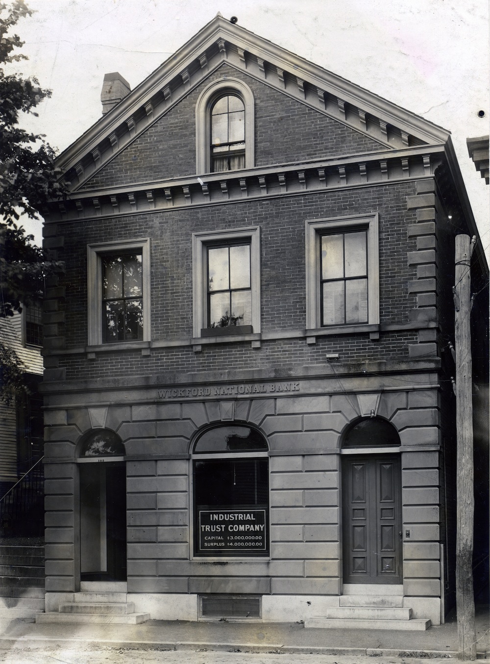 The Wickford National Bank building as an Industrial Trust branch, sometime after 1902.