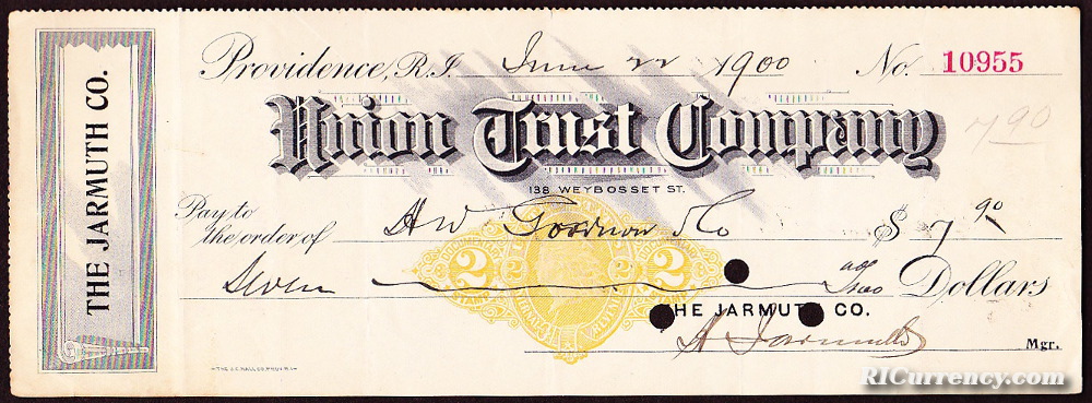 Union Trust check dated June 22, 1900.