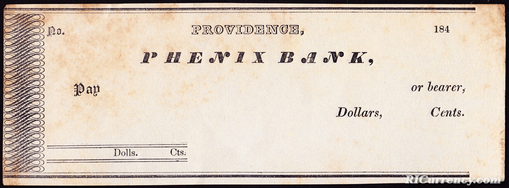 A blank bank checks from the 1840s.