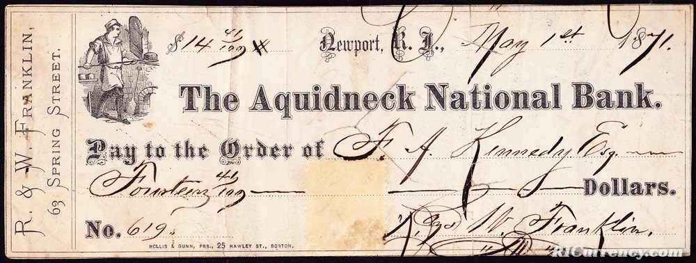 Bank check from 1871.