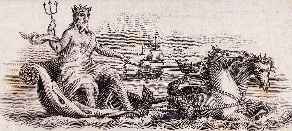 Neptune in his triumphal chariot drawn by hippocamps.