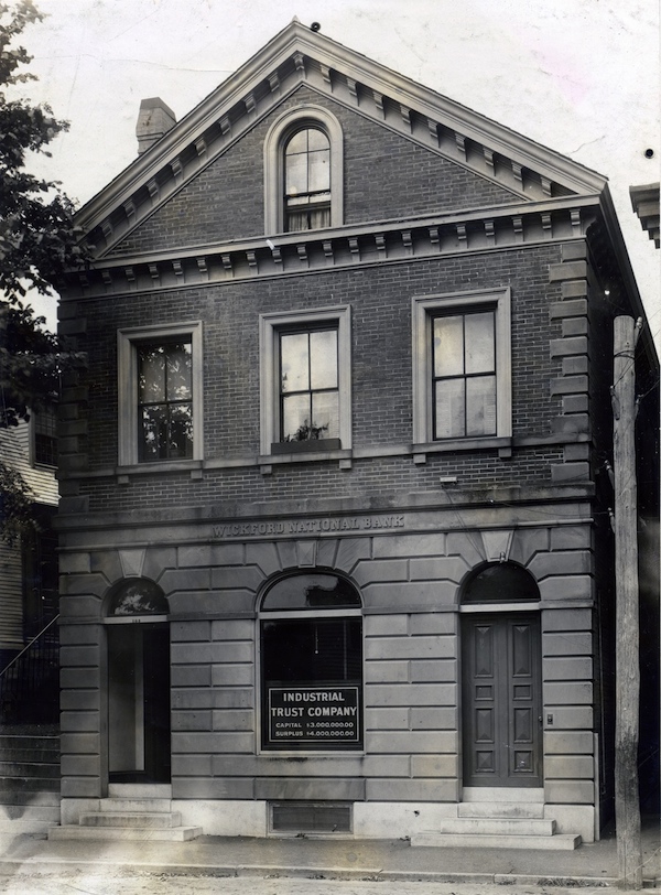 Industrial Trust's branch in Wickford, sometime after 1902. It formerly houses the Wickford National Bank.Wickford National Bank, WC 0034. Rhode Island Collection, Providence Public Library, Providence, R.I. Reprinted with permission.