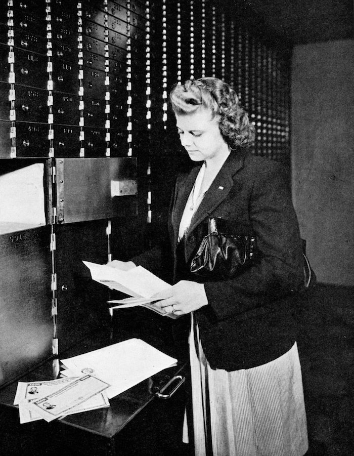 Inside the bank vault, Providence Institution for Savings. 