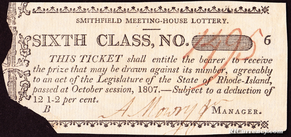 Smithfield Meeting House Lottery Ticket