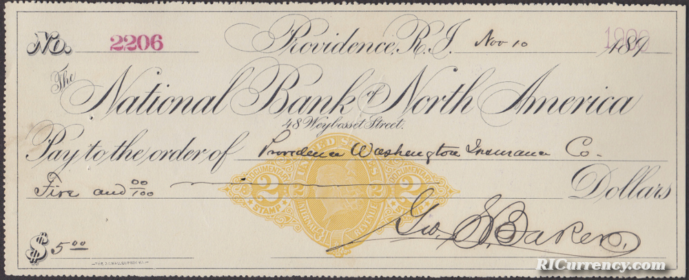 Bank of North America check 