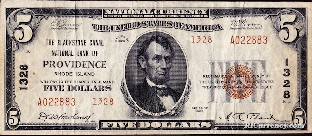 Blackstone Canal National Bank $5