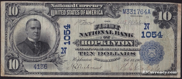 First National Bank of Hopkinton $10