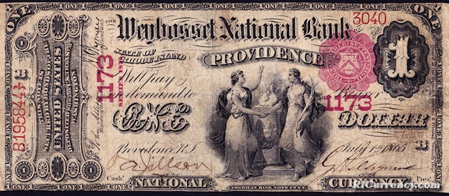 Weybosset National Bank $1