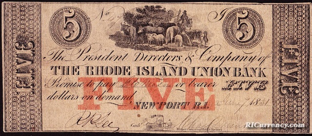 Rhode Island Union Bank $5