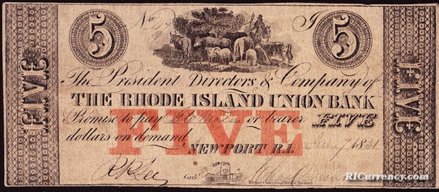 Rhode Island Union Bank $5