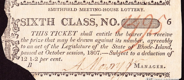 Smithfield Meeting House Lottery Ticket