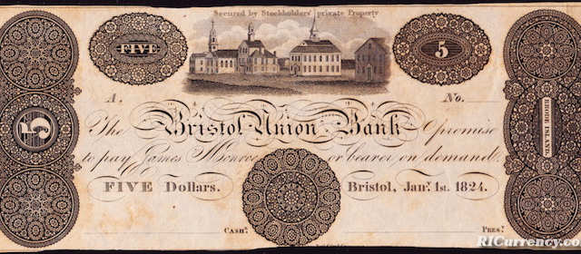 Bristol Union Bank $5