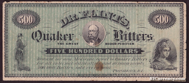 Antique 1850s 5 Dollar Rhode Island Bank Note Currency 