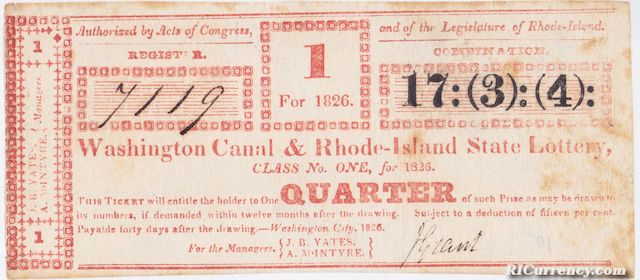 Washington Canal & Rhode-Island State Lottery